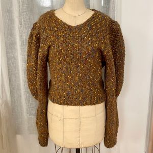Zara Puff Sleeve Marled Sweater